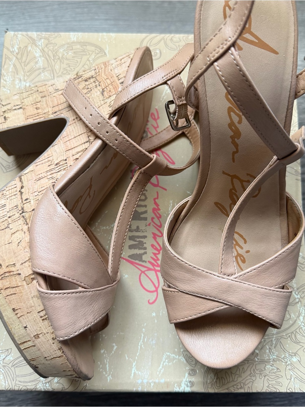 American Rag Nude/Tan Crisscross Platform
